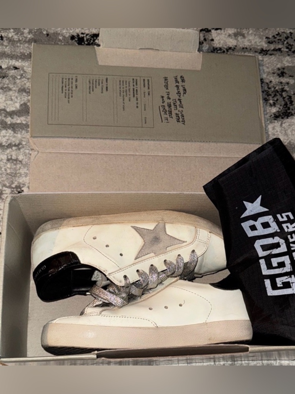 Golden Goose White and Gray Star Sneakers